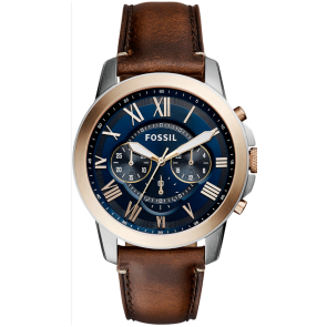 Horlogeband Fossil FS5150 Leder Bruin 22mm